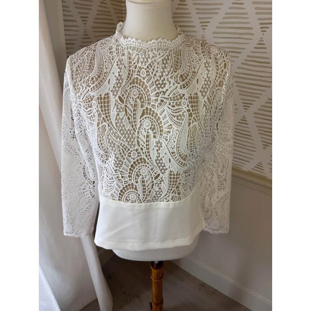 JAUS Women’s Large White Lace Top